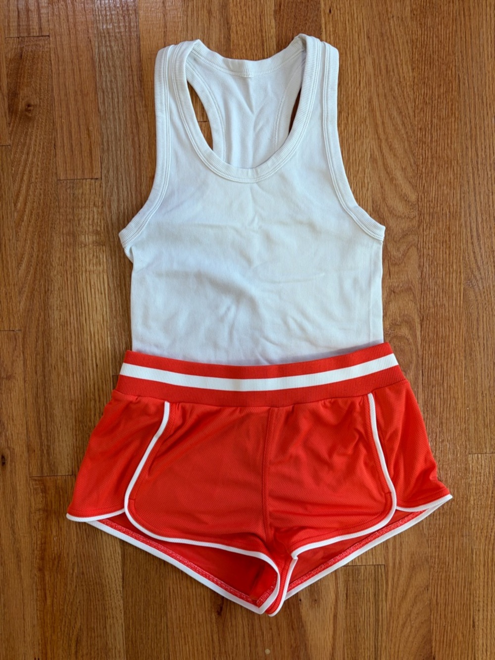 NEW Free People "Prep in Your Step" Shorts - Orange/White